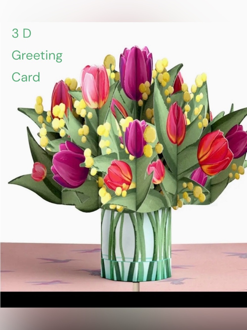 Lovepop 3D Greeting Card. Handmade. Cheerful Tulips. Price firm
